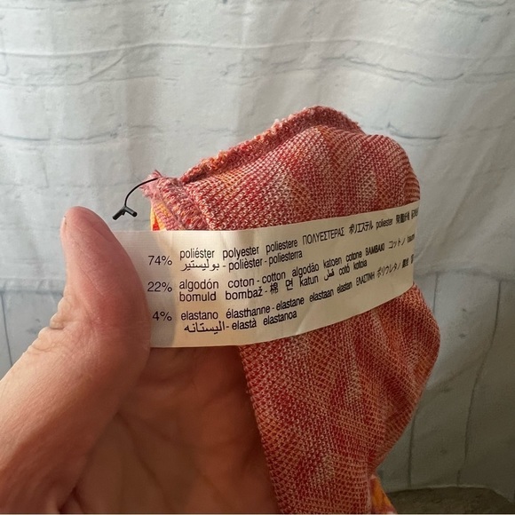 Zara orange jacquard knit geometric pull on flare pants size large - Picture 7 of 11